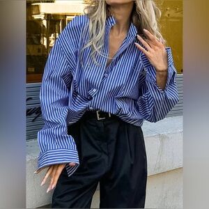 THAKOON PINSTRIP BUTTON DOWN SHIRT